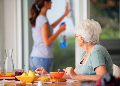 Elderly help at home with cleaning